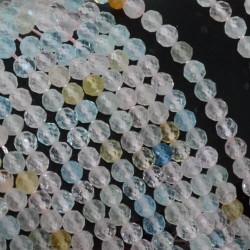 Natural Clean Quality Multiple Color Beryl Faceted Round Beads 4.2mm - Morganite / Aquamarine / Heliodor