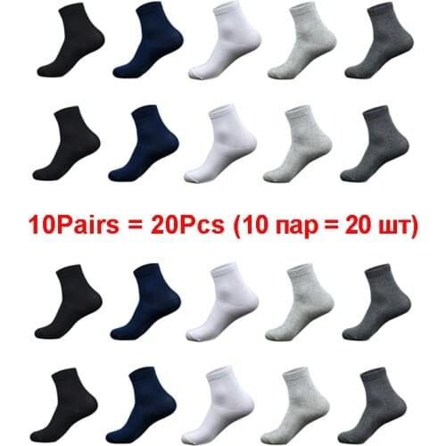 Mens Cotton Socks Solid Color New styles 10 Pairs / Lot Business Men Socks Black White Gray Breathable Autumn Winter for Male