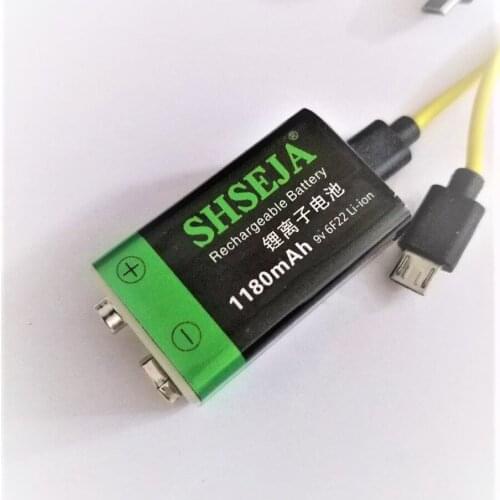 NEW 1PCS 1180mAh micro USB Rechargeable Lipo Battery 9V USB Battery