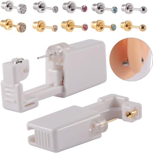 1PC Disposable Sterile Ear Piercing Unit Cartilage Tragus Helix Self Piercing Gun NO PAIN Piercer Tool Kit Machine With Earrings
