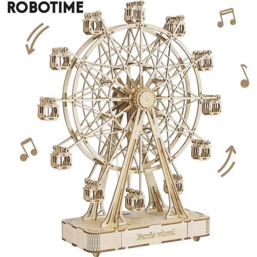 Robotime Rolife 232pcs Rotatable DIY 3D Ferris Wheel Wooden Model Building Block Kits Assembly Toy Gift for Children Adult TGN01