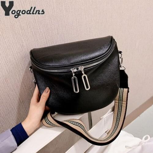 Luxury Designer Crossbody Bag Pu Leather Soft Messenger Bags For Women Wide Strap Shoulder Semicircle Purse Retro Female Handbag