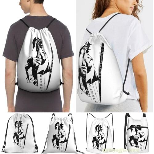 Shaman King Yoh [Black] Women Drawstring Sackpack Gym Bags Men Outdoor Travel Backpacks For Training Fitness Swimming Bag