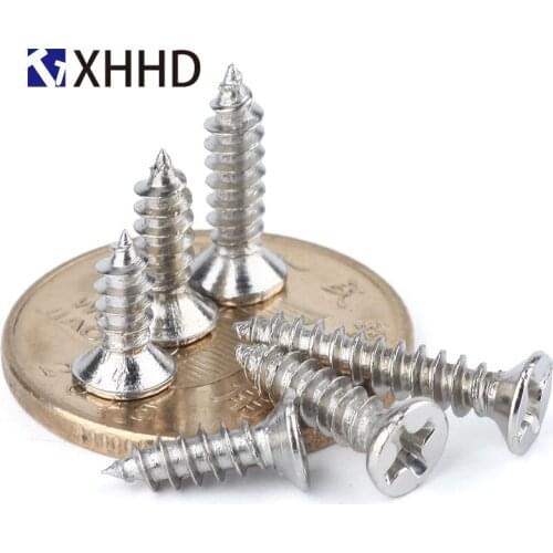 M1 M1.2 M1.4 M1.5 M1.7 Flat Head Self Tapping Screw Metric Thread Phillips Cross Recessed Countersunk Bolt Steel Nickel Plated