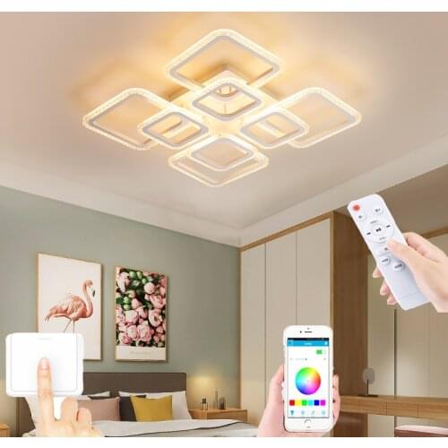 New Modern Living Room Bedroom Chandelier Hotel Ceiling Lights Remote Control APP Function Dimming Light LED Bulb