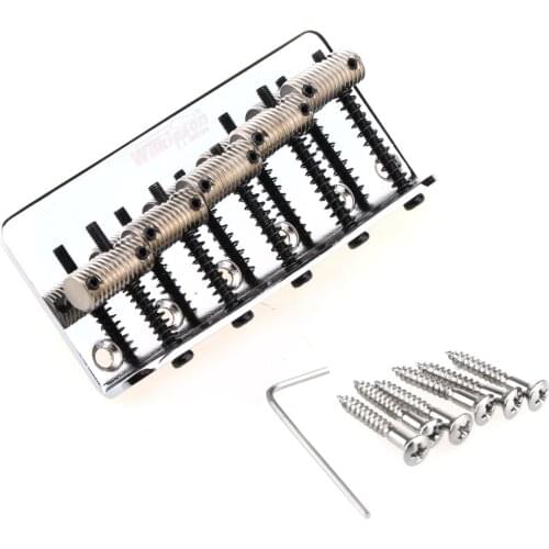 Wilkinson WOB51T 72mm(2-53/64 Inch) String Spacing 5-String Fixed Bass Bridge Threaded Saddles for Precison and Jazz Bass,Chrome