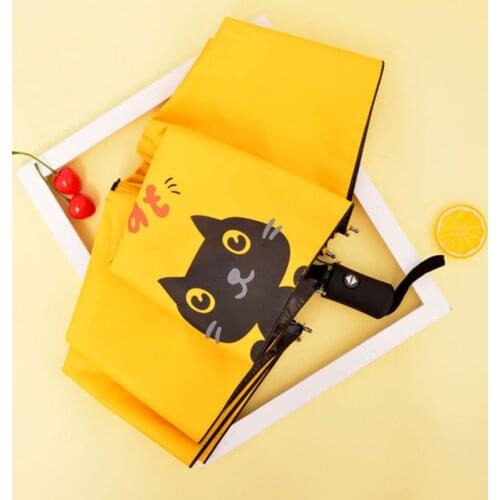 YADA Fashion Cartoon Cat Pattern Umbrella Charms Folding Automatic Umbrellas For Children Women UV Rain Cats Umbrella YS200038