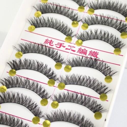 Yokpn Taiwan Handmade Short False Eyelashes Messy Natural Thick Eyelashes Nude Makeup Cotton Thread Stem Comfortable Wear Lashes