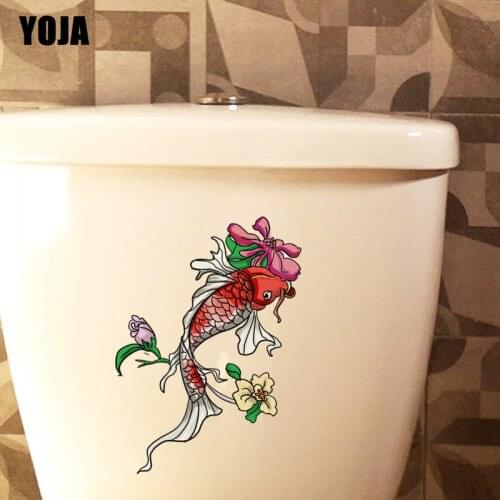 YOJA 13.3*21.1CM Creative Fish Toilet Decal Wall Sticker Home Decoration Animal Pattern T3-0900