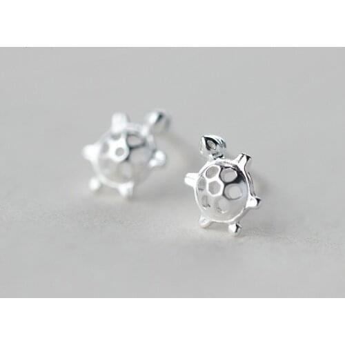Fashion Cute Animal 925 Sterling Silver Jewelry Earings Tortoise Hollow Turtle Stud Earrings For Women Lady pendientes eh685