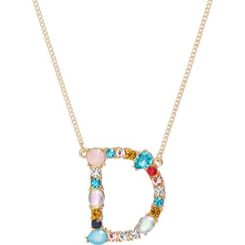 NIUYITID Multicolor Necklace Women Fashion 26 Letter Necklace Alphabet Initial Collar Largo Mujer Name Neclace Pendant Jewelry