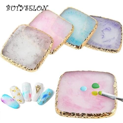 1Pcs Round Resin Agate Stone Nail Color Palette Gel Polish Pallet Mixing Drawing Paint Plate Pad Manicure Nail Art Display Shelf