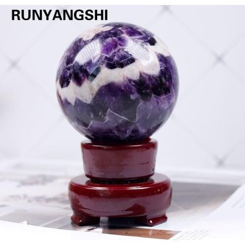 1PC Natural Dream Amethyst Crystal Ball Polished Globe Massaging Ball Reiki Healing Stone Home Decoration Exquisite Gifts