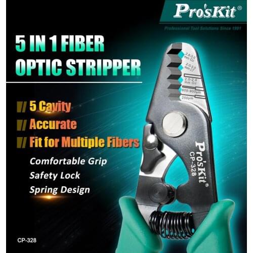 [100% New] Proskit CP-328 5-in-1 Professional Precision Fiber Optical Stripper Use on FTTH,FTTX,FTTB,FTTP Systems