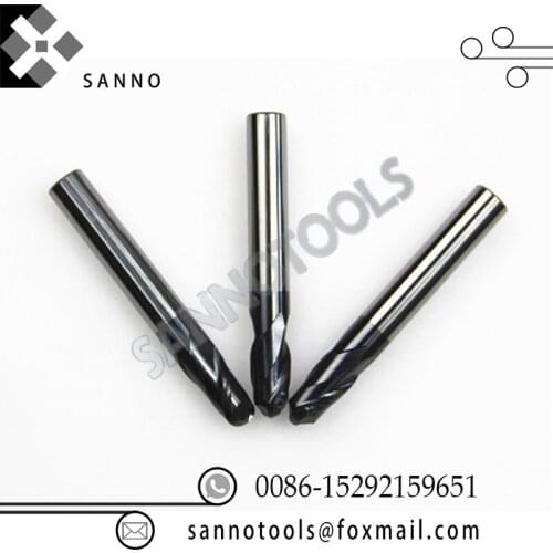 2 Flutes 45 degree solid tungsten steel ball nose end mill with long shank CNC end milling cutter length 100 - 150mm dia 10-20mm