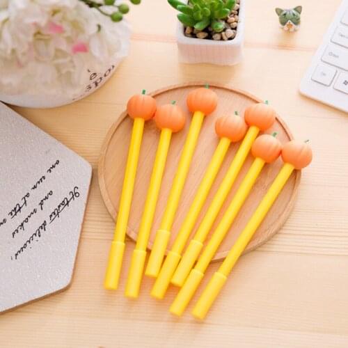 50PCS Creative Paper with 0.5mm Black Pen Students Signing Pen Pumpkin & Vegetable Gel Pen Stationery Kawaii School Supplies