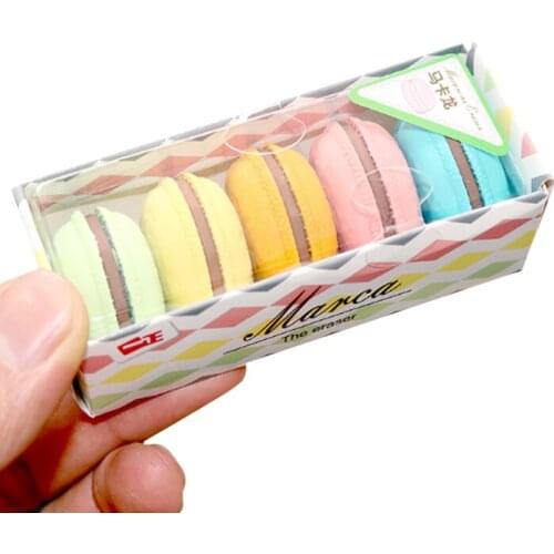 8packs/lot Candy Color 3D Macarons Pencil Rubber Eraser Best Partner For Drawing Correction Stationery Pencil Eraser Wholesale
