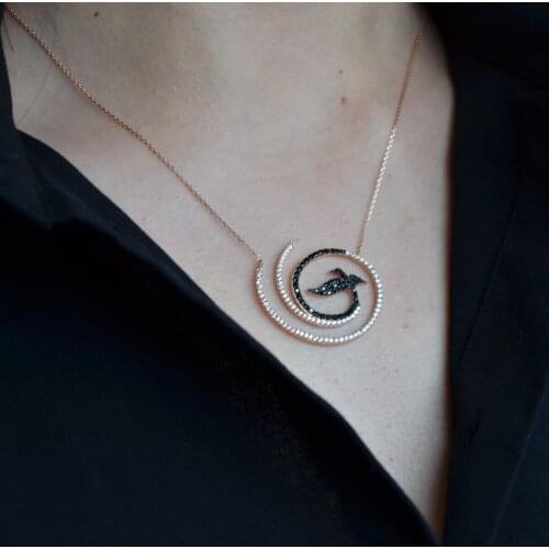 Zümrüdü Anka Kuşu 925 Gümüş Kolye Rose