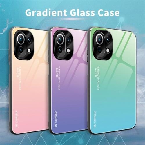 50Pcs/Lot Gradient Tempered Glass Back Phone Case For Xiaomi 11 Ultra Lite 11i F3 For Redmi Note 9T 10X 10 K40 Pro Max Fundas