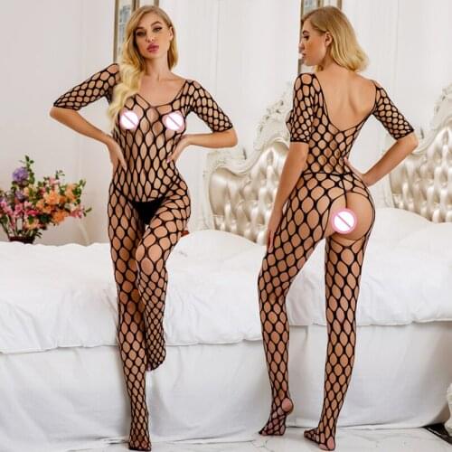 Black Fishnet Bodysuits Catsuit Womens Transparent Sex Clothes See Through Body Stockings Mesh Mesh Hot Erotic Lingerie