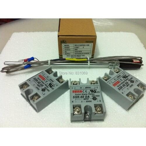 1pcs 100-240V Digital PID Temperature Controller + 3pcs max.40A SSR + 1pcs PT100 Waterpfoof Thermocouple Probe Brand New