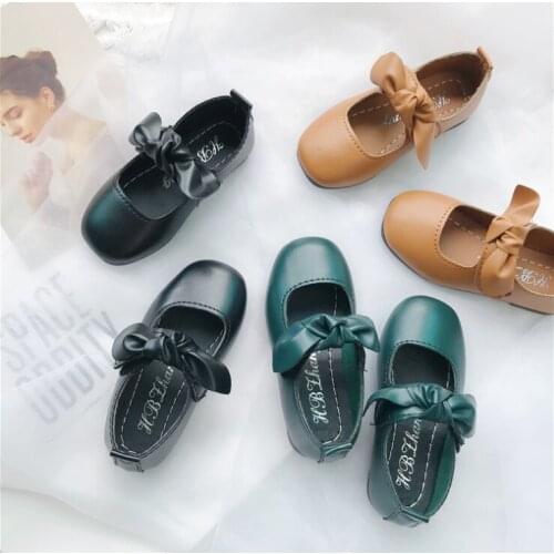 Children Girl Casual Shoes Baby Girls Party Princess Leather Shoes Flat School Shoes Wedding Bow Toddler Kids Dress Shoes