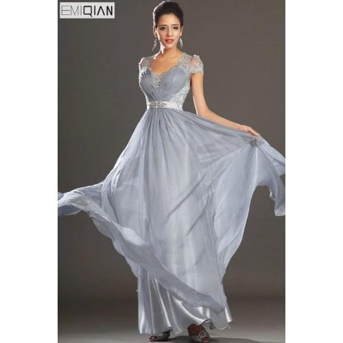 Free shipping Long Party Dress Adorable A Line Cap Sleeves Evening Dress
