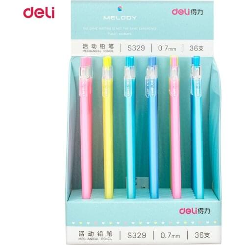 Deli kawaii mechanical pencil 0.5mm 36pcs candy color melody 0.7mm pencils for school office supplies cute stationery kids prize