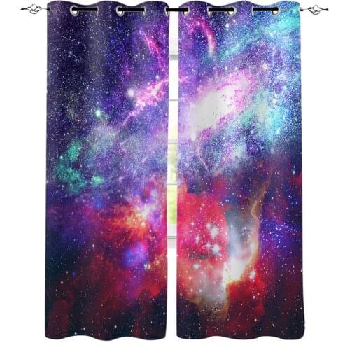 Purple Starry Sky Universe Window Curtains for Living Room Bedroom Kitchen Modern Curtains Home Decoration Drapes Blinds