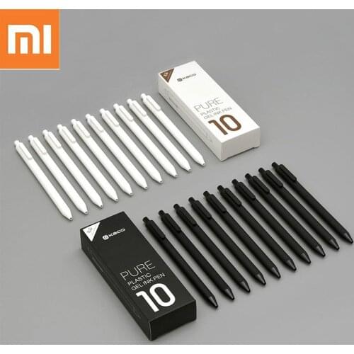 10pcs Xiaomi KACO Gel Pen 0.5mm Black Color Ink Refills ABS Plastic Pen Write Length 400MM Smoothly Writting For Office Study