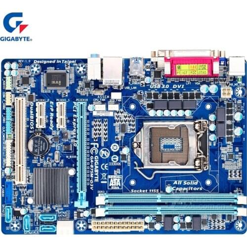 Gigabyte GA-B75M-D3V Original Motherboard LGA 1155 DDR3 16G B75 B75M D3V Desktop Mainboard Systemboard Used DVI VGA DDR3 Used