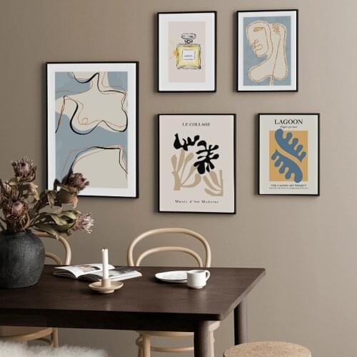 Canvas Wall Painting Line Drawing Woman Poster Print Perfume Fashion Matisse Abstract Plant Art Picture Modern Living Room Decor