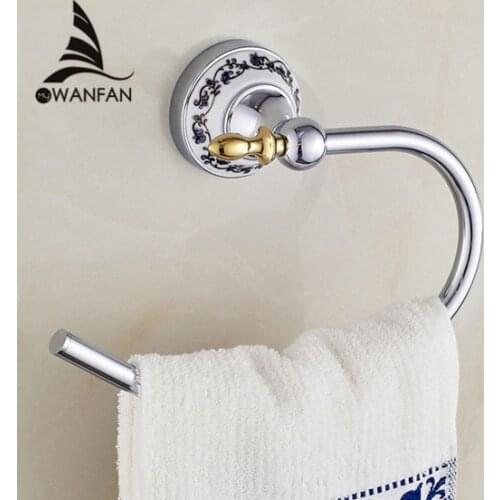 Towel Rings Chrome Metal Towel Bars Holder Towel Hangers Storage Wall Mounted Ceramic Bathroom Accessories Bath Towel Racks 6707