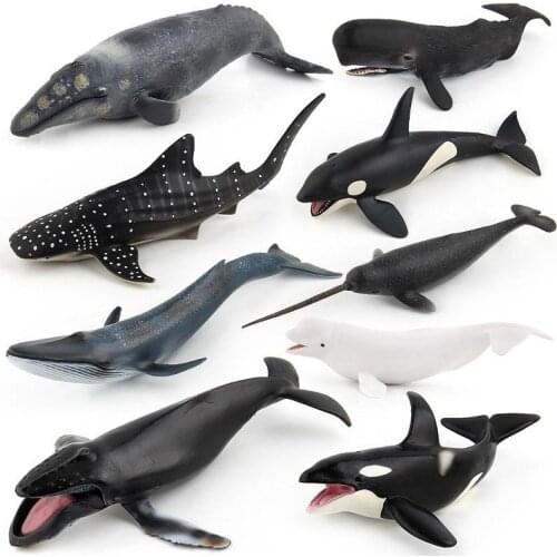 Simulation Plastic Ocean Animal Series Cognition Model Toy Whale Shark Narwhals Action Figures Collection Gift Toys For Children