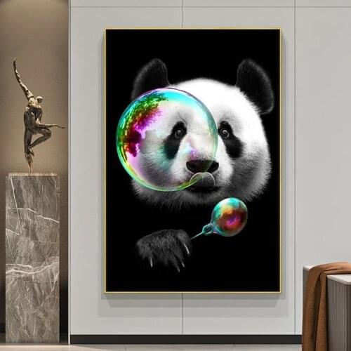 Lovely Panda Canvas Painting Animal Posters and Prints Cartoon Cuadros Wall Art Picture for Living Room Home Decoration Unframed