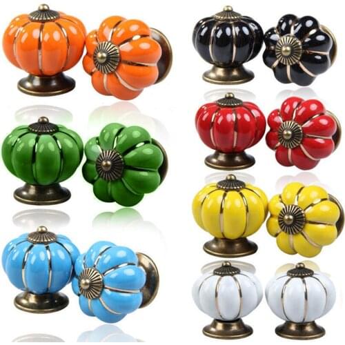 Ceramic Handles Pumpkin Shape Drawer Knobs Cupboard Door Knobs Handles Cabinet Handles Furniture Handle Hardware Accessories