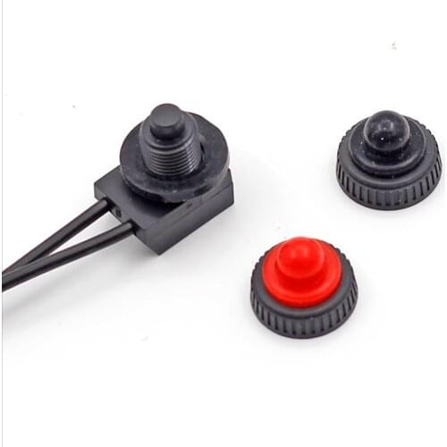 KP-107 IP67 Waterproof Switch 200V Button Switch with 11cm Wire and Black / Red Rubber Cap ZE-107S for Outdoor Led Light