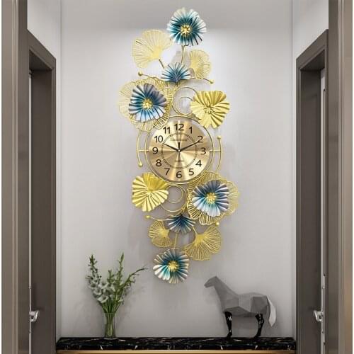 Creative 3D Wall Clock Modern Ginkgo Biloba Design Wall Stickers Home Decor Living Room Mute Wall Clock Relogio De Parede Casa