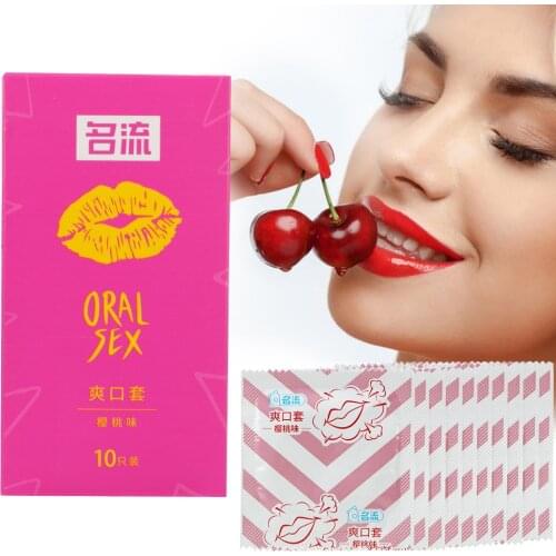 VATINE 10pcs/box Oral Sex Condom Cherry Flavor Natural Latex Condoms Blowjob Penis Sleeve Sex Toys for Men Safe Contraception