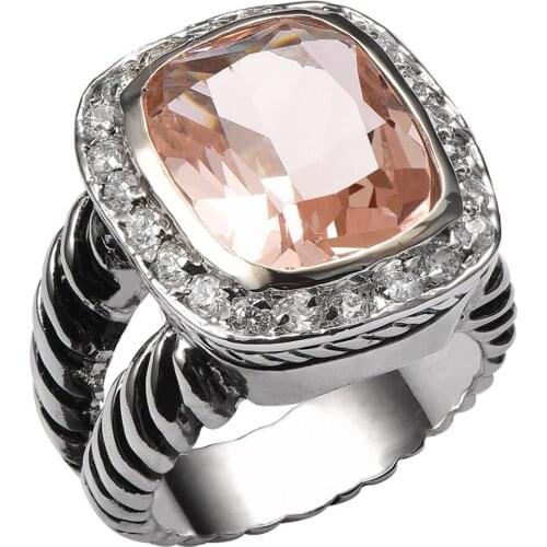 Hot Sale Morganite 925 Sterling Silver High Quantity Ring For Men and Women Fashion Jewelry Party Gift Size 6 7 8 9 10 F1461