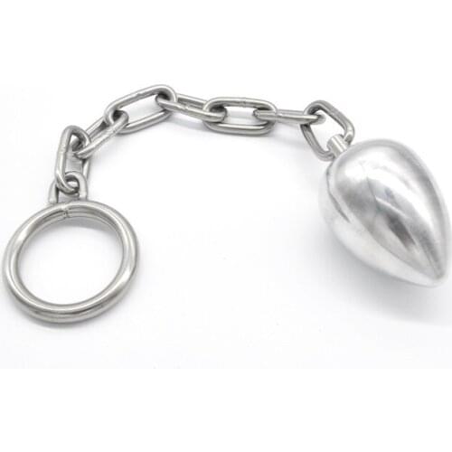 Stainless Steel Male Anal Plug with Cock Ring,Penis Ring,Chastity Device, Adult Game,Anal Sex Toy A041
