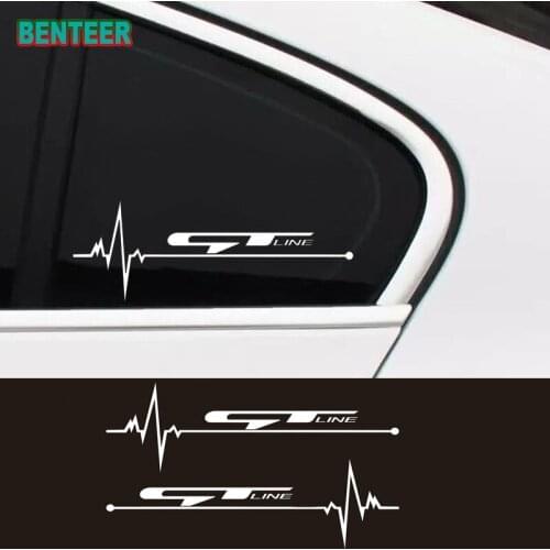 2pcs GT GTLINE Car windows sticker for kia rio x-line sportage R Stinger Venga ceed sorento picanto stonic soul