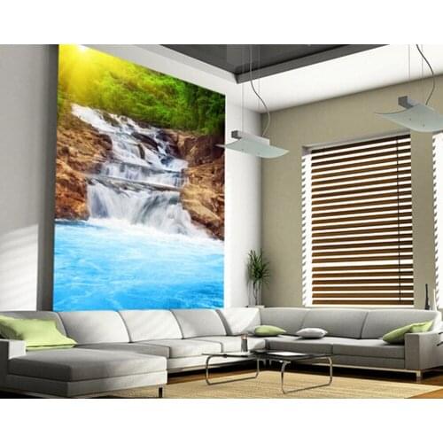 Custom landscape wallpaper, Beautiful Waterfall 3D wallpaper for living room bedroom kitchen wall waterproof PVC papel de parede