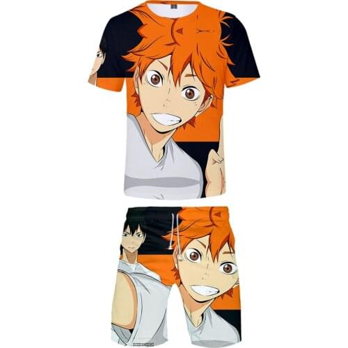 New Fashion 3D Haikyuu!! Kids Two-piece Sets Casual Boys Girls T shirt+Beach Shorts Popular Mens/Boys Hip Hop Summer Suits