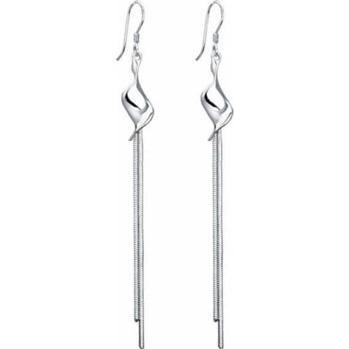 New Silver Color Korean Fashion Twisted Tassel Drop Earrings Elegant Earrings for Women Wedding Jewelry Accessories Gifts