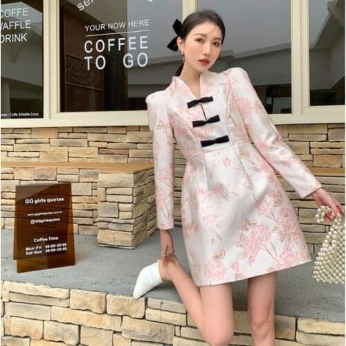 New Retro Palace Style Sweet Bow Dress Jacquard Temperament Dress Spring Cute Kawaii Elegant Party Womens Clothing