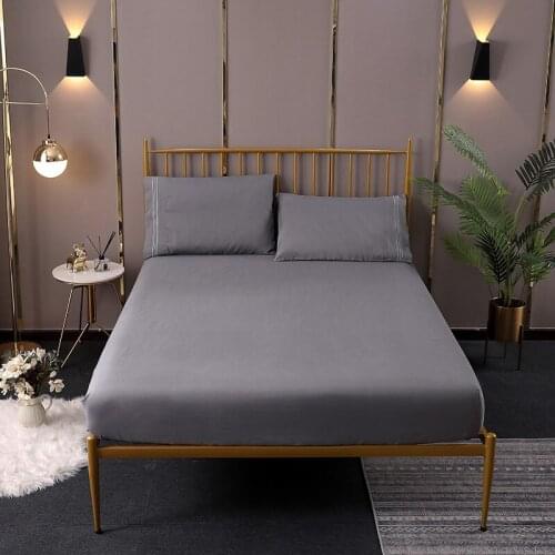 Solid Fitted Sheet Mattress Cover Four Corners Quality Luxury Soft Bed Cover Bottom Sheet Deep Pocket Elastic Band 180x200 1pc