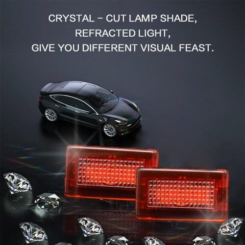 2 Pcs For Tesla Model S X LED Car Door Warning Light Bulb Interior Reminder Atmosphere Flashing Lamp Flashlight Auto Accessories