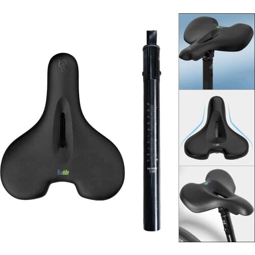 Shockproof Foam Padded Bike Seat with Seat Post Creative Swing Saddle Comfortable Extra Wide Saddle Bicycle Seat