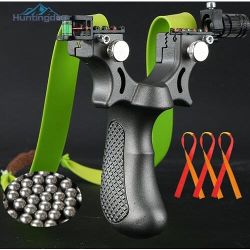 Gray Double Rubber Band Slingshot Hunting High Precision Flat Leather Slingshot Professional Fast Bow Night Outdoor Give Gift